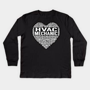 Hvac Mechanic Heart Kids Long Sleeve T-Shirt